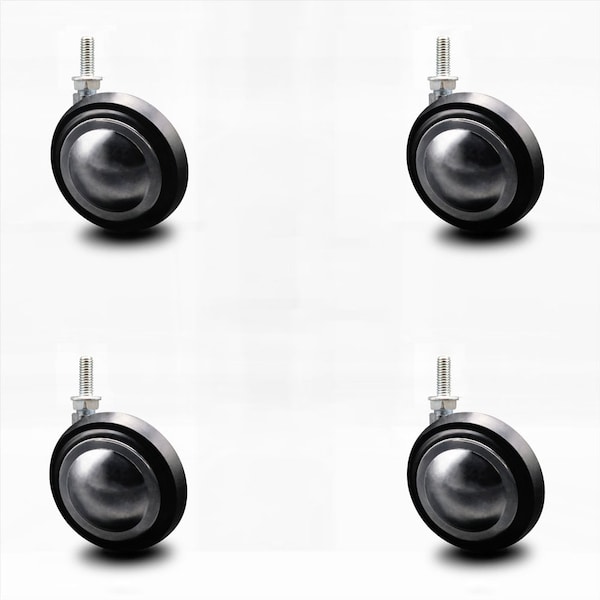 3 Inch Bright Chrome Soft Tread Ball Caster -5/16 Inch Threaded Stem, 4PK